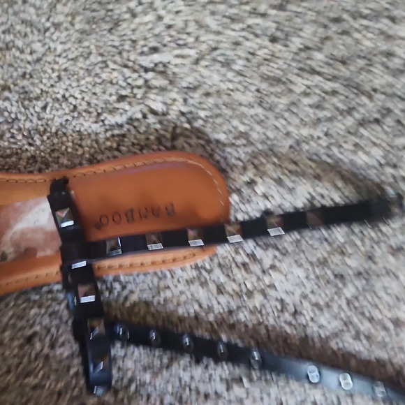 BAMBOO Black and Brown T-Strap Sandals with Studs - Picture 6 of 6